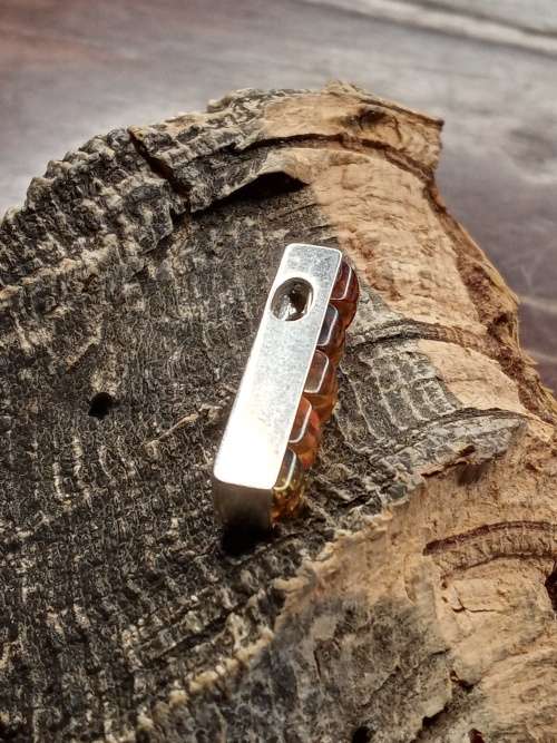 Amber sterling silver pendant 21mm by 0.5mm