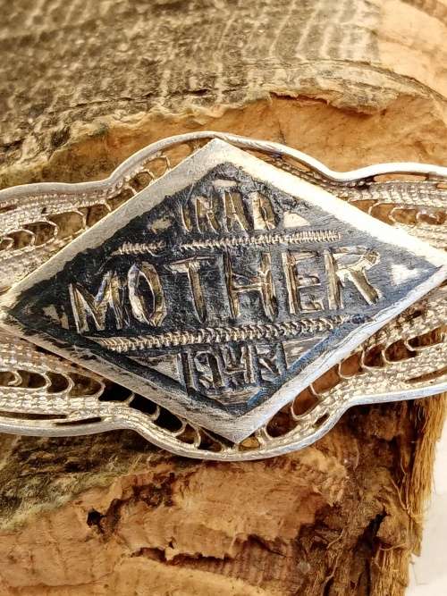 Sterling silver Brooch Please note engraving on front 1943