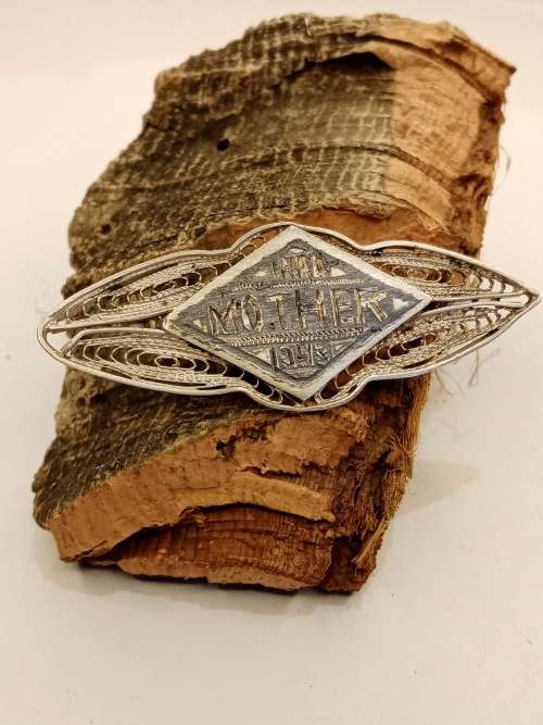 Sterling silver Brooch Please note engraving on front 1943