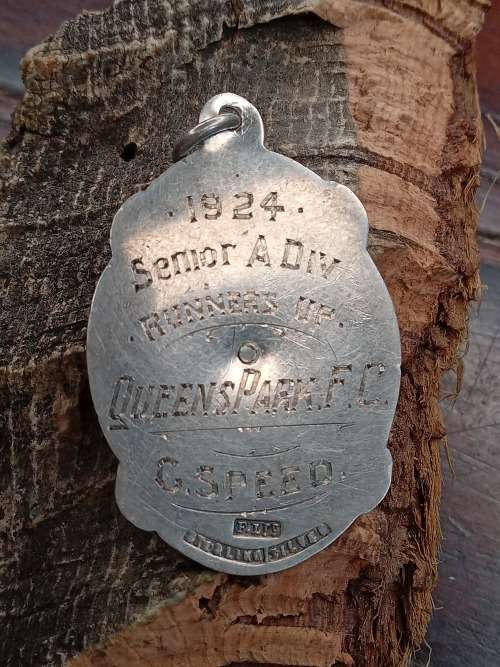 Five aside queens park football club sterling silver disk that rotates