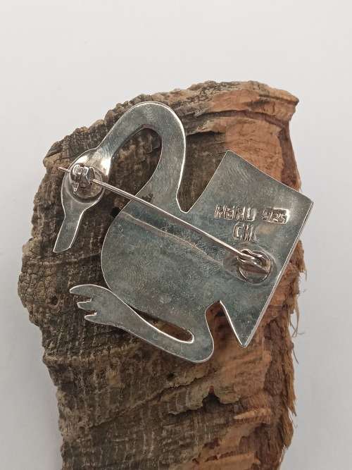 Peru CMC 925 enameled Peruvian sterling silver brooch 43mm by 33mm