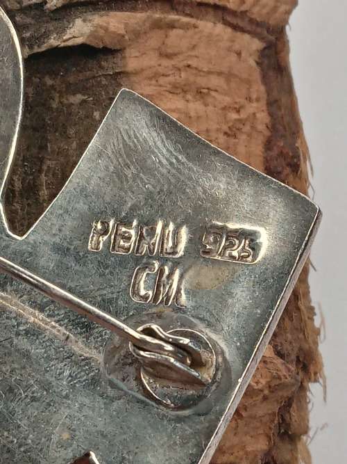 Peru CMC 925 enameled Peruvian sterling silver brooch 43mm by 33mm