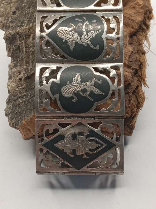 Siam bracelet sterling silver 24mm wide 18.5cm long