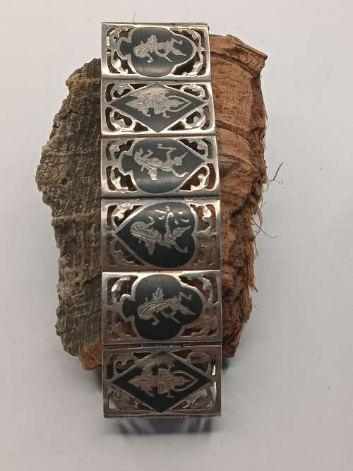 Siam bracelet sterling silver 24mm wide 18.5cm long