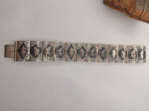 Siam bracelet sterling silver 24mm wide 18.5cm long