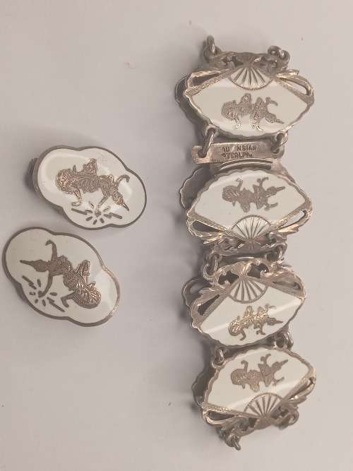 Siam bracelet sterling silver with matching earrings