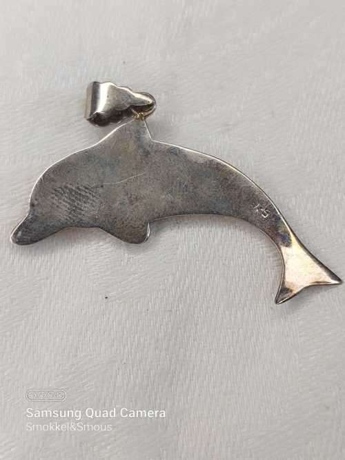 Sterling silver Dolphin pendant 48mm by 17mm