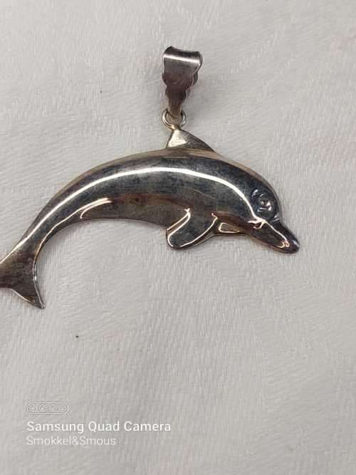 Sterling silver Dolphin pendant 48mm by 17mm