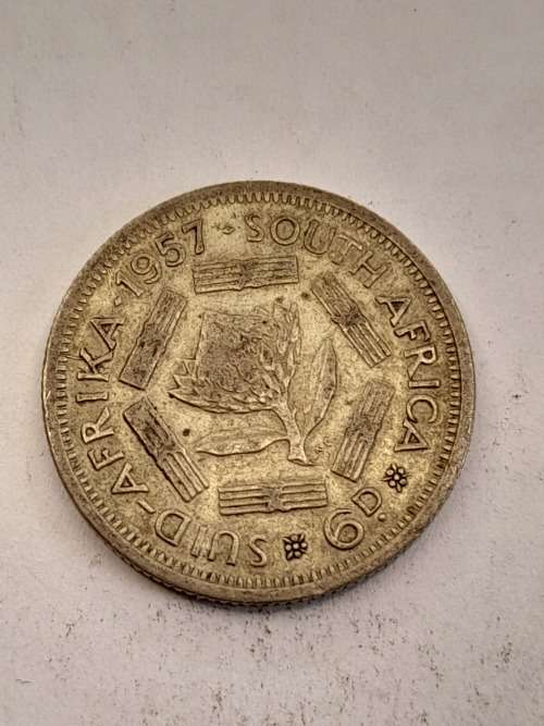 South Africa 1957 sixpence