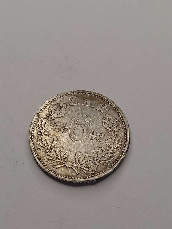 ZAR sixpence 1893