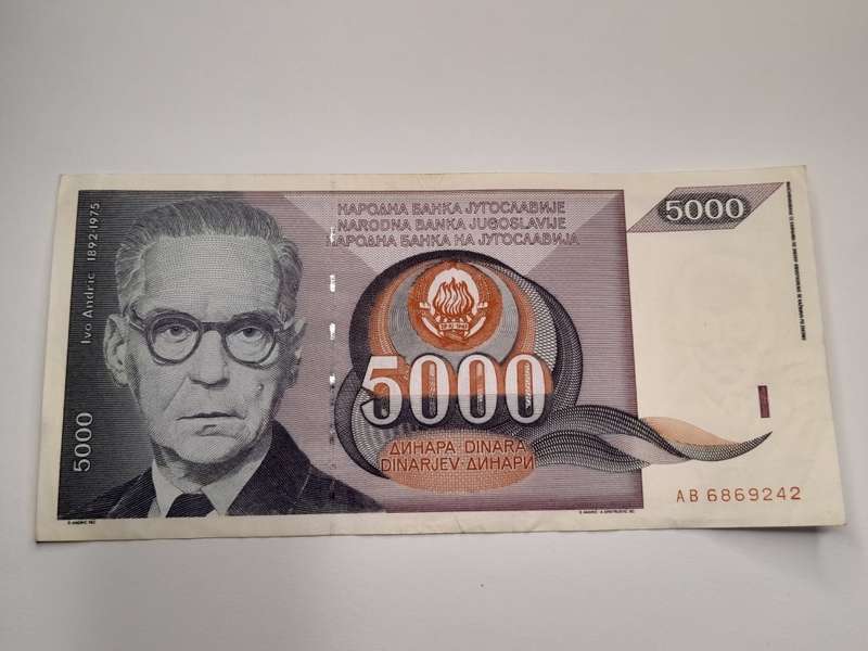 Yugoslavia 5 000 Dinara Banknote 1991