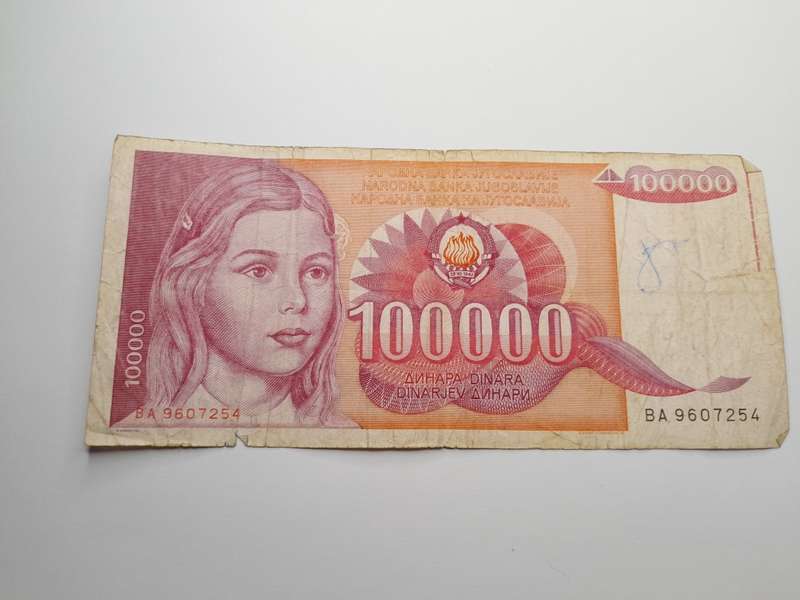 Yugoslavia 100000 Dinara 1989