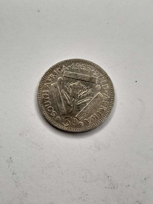 South Africa three pence 1953