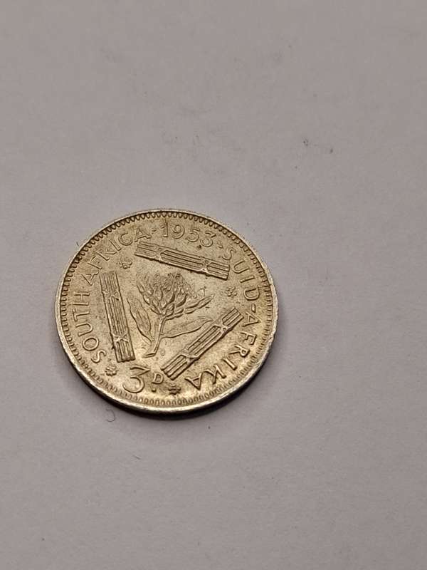 South Africa three pence 1953