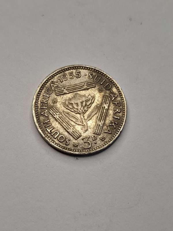 South Africa three pence 1955