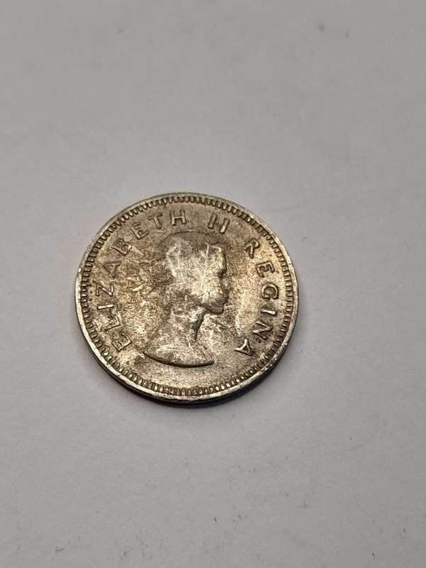 South Africa three pence 1955