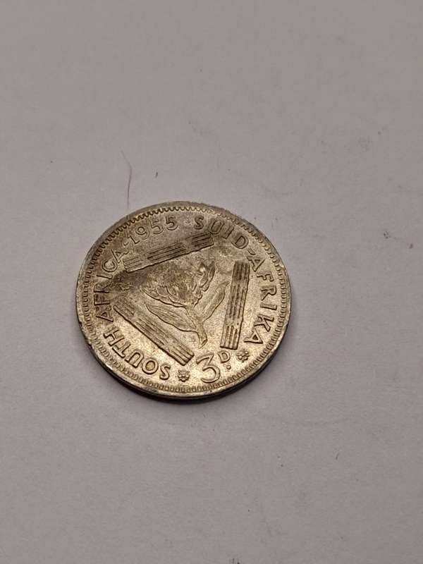 South Africa three pence 1955
