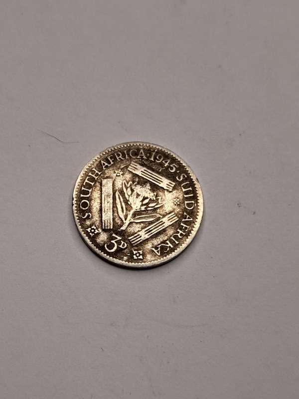 South Africa three pence 1945