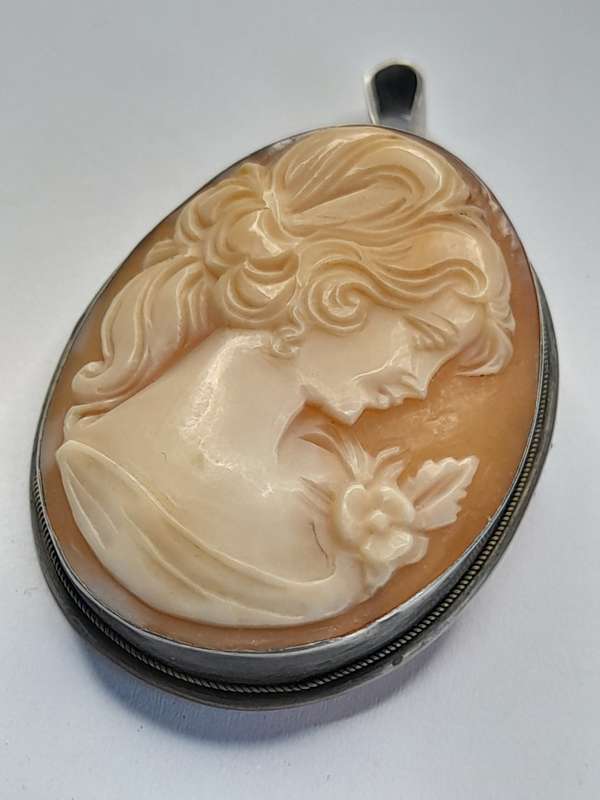 Vintage cameo sterling silver