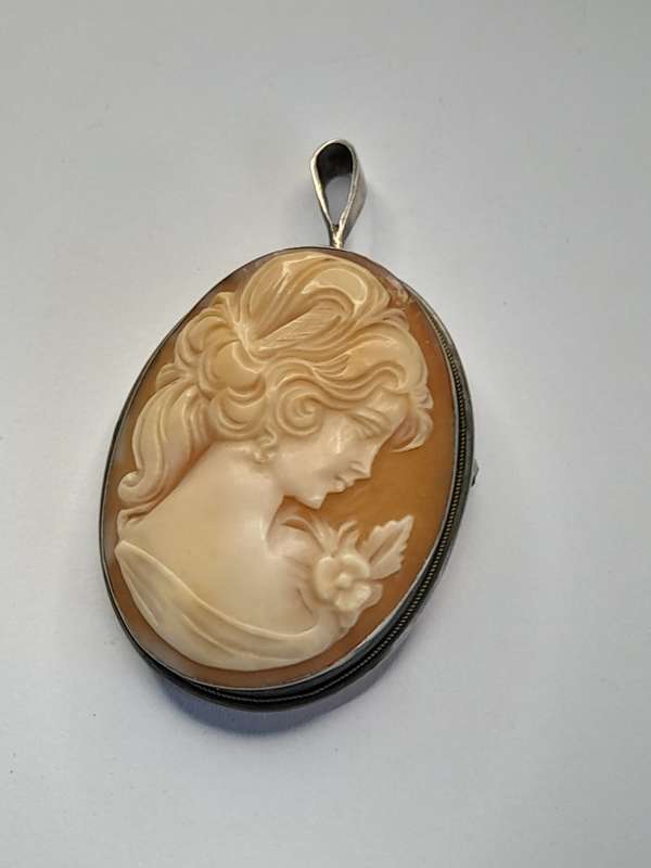 Vintage cameo sterling silver