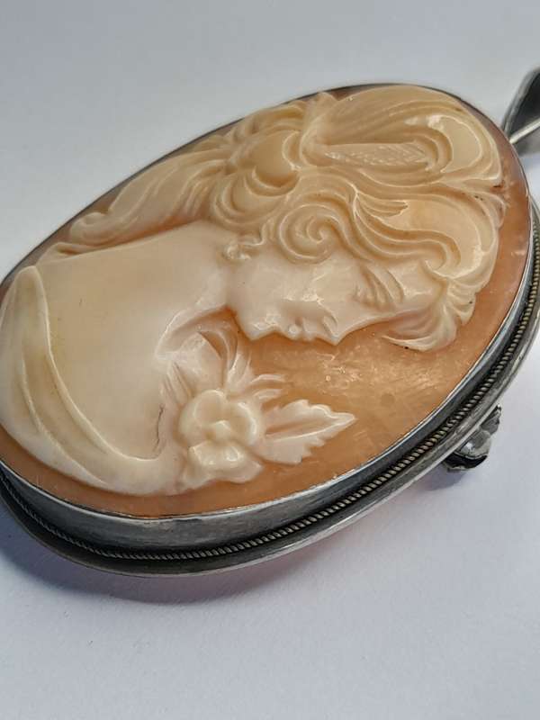 Vintage cameo sterling silver