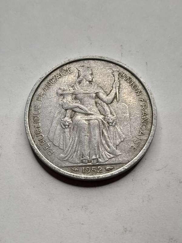 French oceania 5 francs 1952
