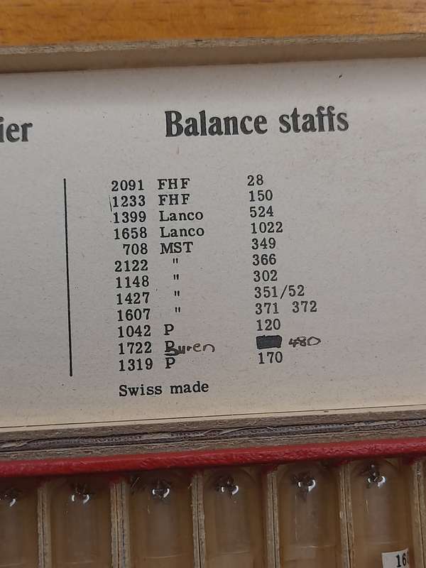 Assortment of balance staffs