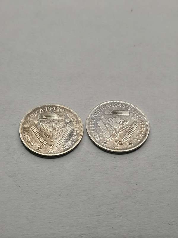 South Africa three pence set from 1926-1959