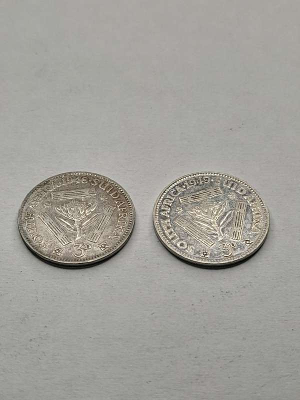 South Africa three pence set from 1926-1959
