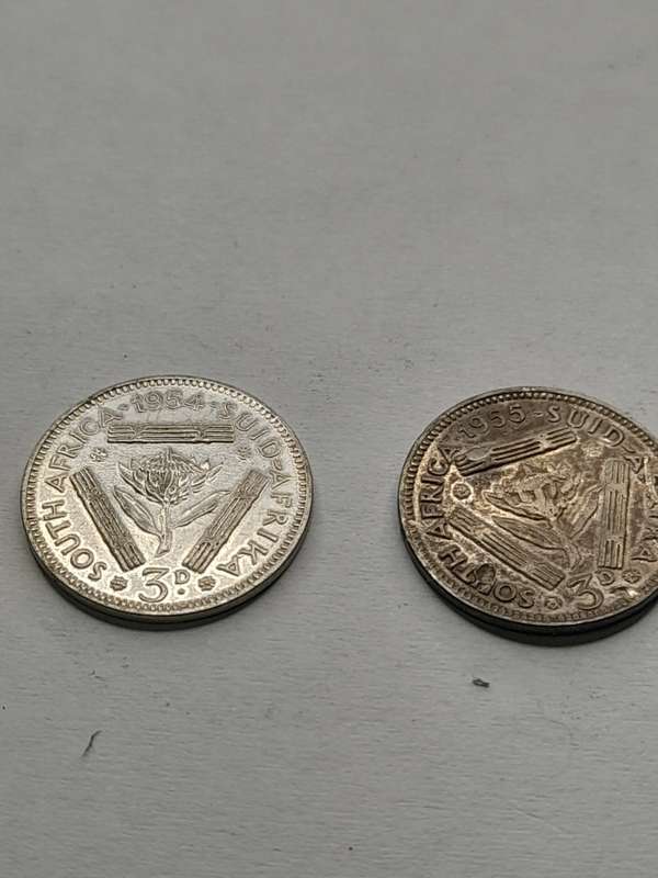 South Africa three pence set from 1926-1959