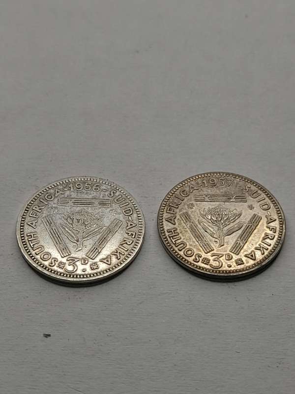 South Africa three pence set from 1926-1959