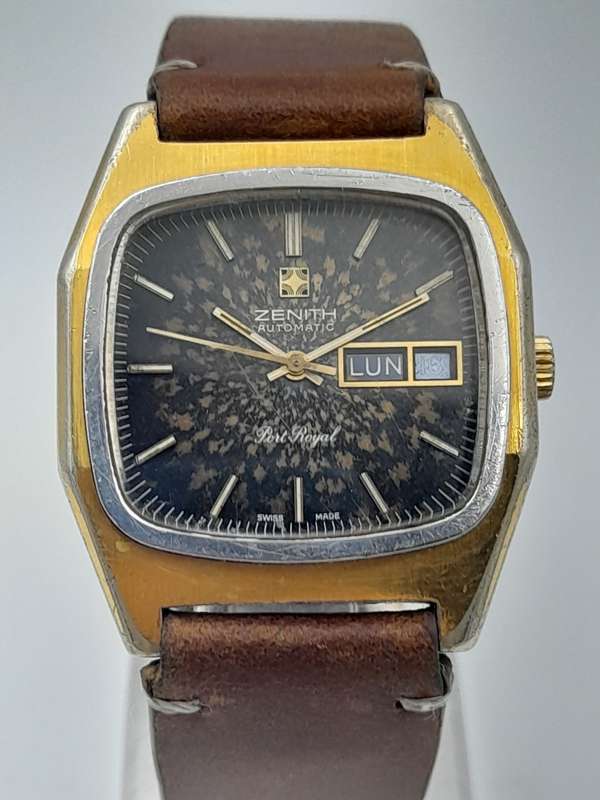 Zenith Port Royal rare watch beautiful patina dial 41mm lug to lug 35mm ex crown