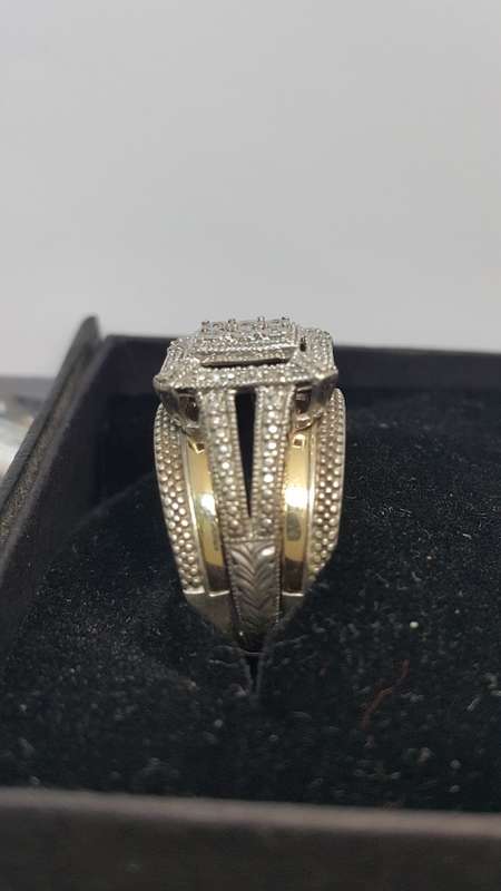 GENUINE DIAMOND ENCRUSTED 925 SILVER WEDDING BAND