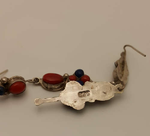 925 Silver Brown and Blue Gemstone Earrings