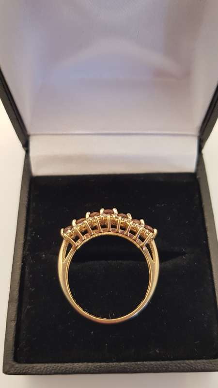 9ct Gold Yellow Topaz and Diamond ring U.K