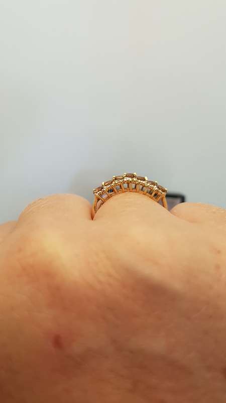 9ct Gold Yellow Topaz and Diamond ring U.K