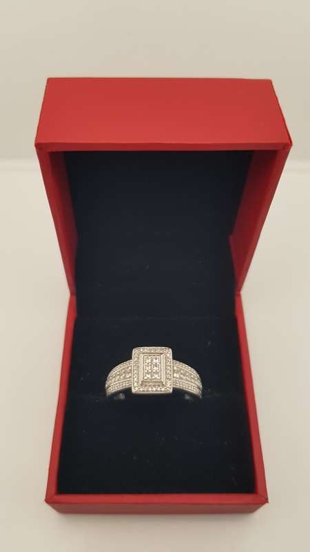 Certified American Swiss 925 Silver Diamond Ring - PRE-OWNED