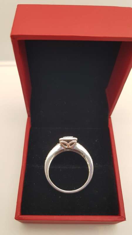 Certified American Swiss 925 Silver Diamond Ring - PRE-OWNED