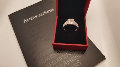 Certified American Swiss 925 Silver Diamond Ring - PRE-OWNED
