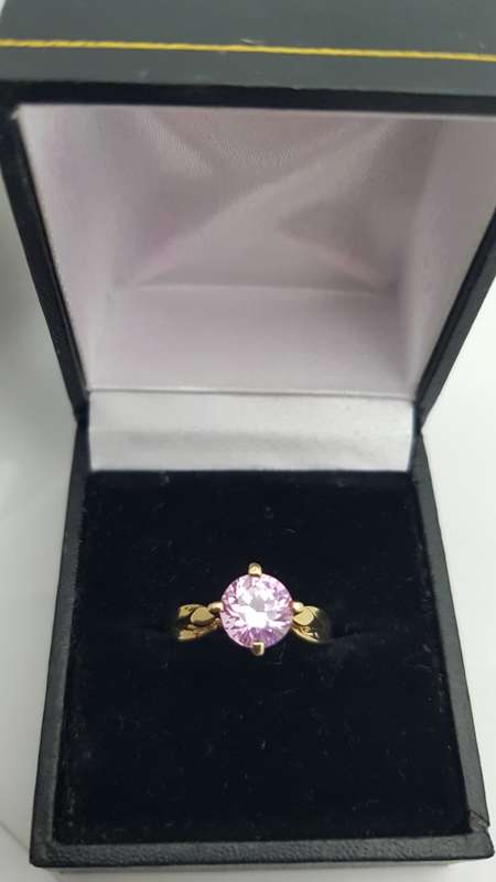 9ct Gold 'Jayem' Stamped Pink Stone Vintage Engagement Ring