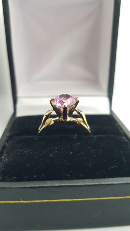 9ct Gold 'Jayem' Stamped Pink Stone Vintage Engagement Ring