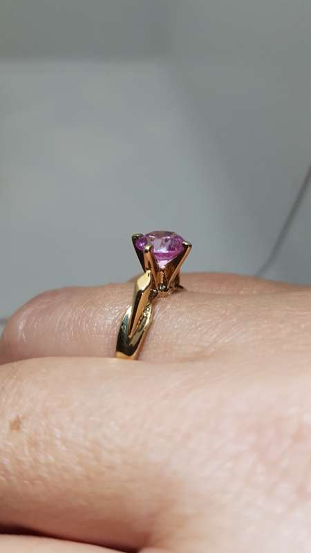9ct Gold 'Jayem' Stamped Pink Stone Vintage Engagement Ring