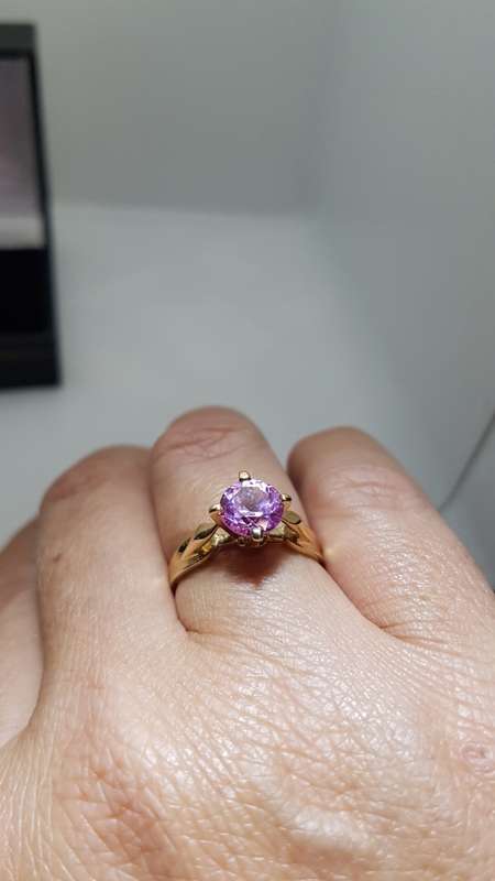 9ct Gold 'Jayem' Stamped Pink Stone Vintage Engagement Ring