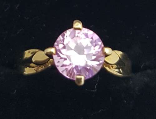 9ct Gold 'Jayem' Stamped Pink Stone Vintage Engagement Ring
