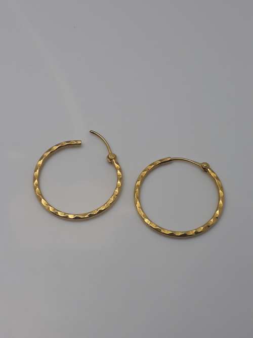 18ct Gold Ladies Fancy hoop earrings - PRE-OWNED