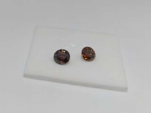 CERT Genuine Natural Cognac Diamonds - PAIR 0.58ct