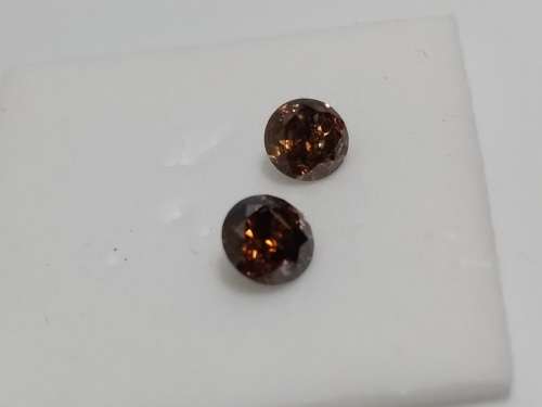 CERT Genuine Natural Cognac Diamonds - PAIR 0.58ct