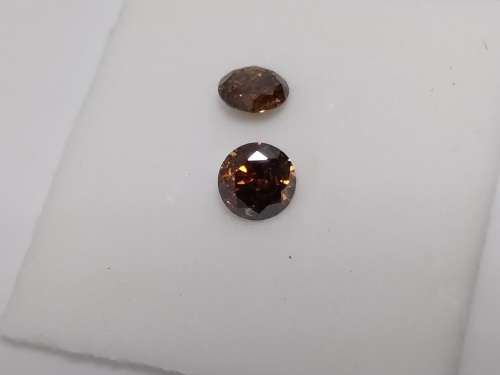 CERT Genuine Natural Cognac Diamonds - PAIR 0.58ct