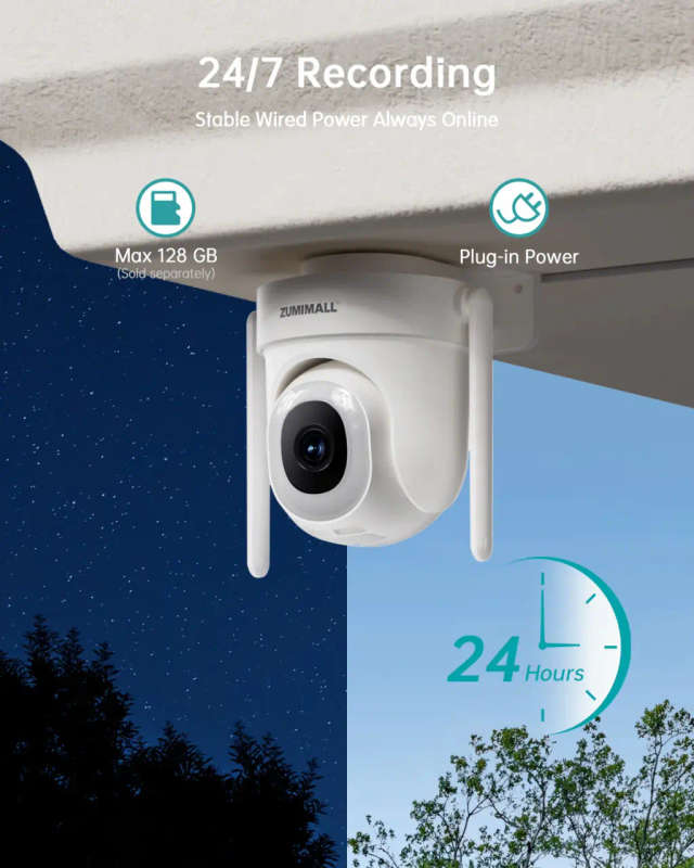 4MP PTZ Dual-Band 5G/2.4G ZUMIMALL Wired Security Camera