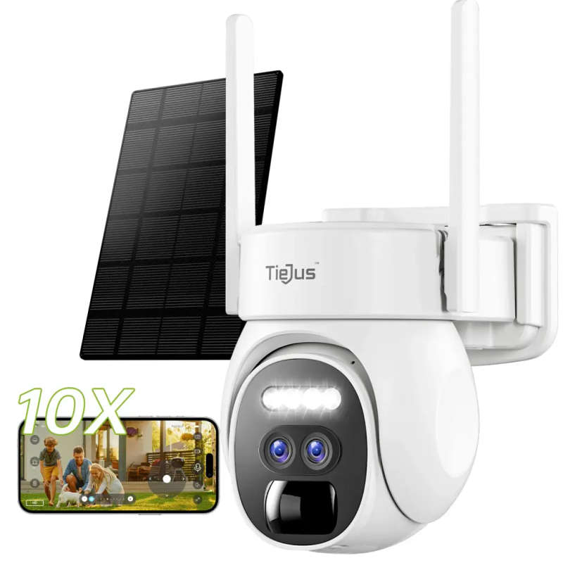 10X ZOOM DUAL LENS 360° PTZ SOLAR PANEL SECURITY CAMERA-PG1 TIEJUS